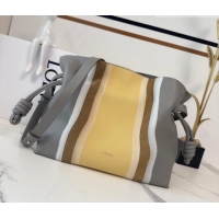 Super Quality Loewe Medium Flamenco clutch bag Landscape in nappa calfskin leather 262585 Sparkling Grey/Butter Yellow 2
