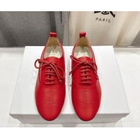 Big Discount Celine Lise Perforated Triomphe Richelieu Laced-up Shoes in Calfskin Leather Red 1209053 2026