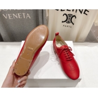 Big Discount Celine Lise Perforated Triomphe Richelieu Laced-up Shoes in Calfskin Leather Red 1209053 2026