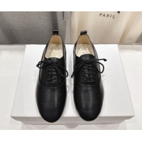 Best Grade Celine Lise Perforated Triomphe Richelieu Laced-up Shoes in Calfskin Leather Black 1209054 2026