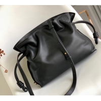 Luxury Cheap Loewe Flamenco Medium Clutch Bag in Nappa Calfskin Leather 10856 Black 2025