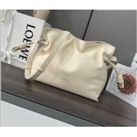 Top Grade Loewe Flamenco Medium Clutch in Nappa Calfskin Leather 262386 Cream White 2026