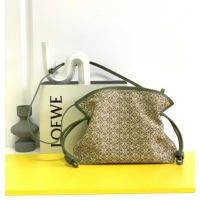 Best Price Loewe Flamenco Medium Clutch in Anagram Fabric and Calfskin Leather 262386 Green 2026