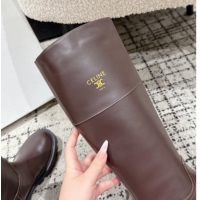 Duplicate Celine Margaret High Boots 3.5cm in Calfskin Leather Brown 1209057 2026