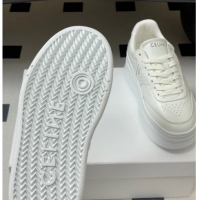 Buy Luxury Celine Block Platform Sneakers 5cm with Back Triomphe and Wedge Outsole in Calfskin Leather White 1209079 202
