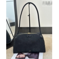 Inexpensive Alaia Le Bouledogue Bowling Shoulder Bag in Nubuck Leather 8855 Black 2026