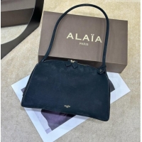 Inexpensive Alaia Le Bouledogue Bowling Shoulder Bag in Nubuck Leather 8855 Black 2026