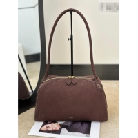 Buy Discount Alaia Le Bouledogue Bowling Shoulder Bag in Nubuck Leather 8855 Dark Brown 2026