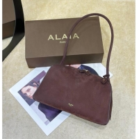 Buy Discount Alaia Le Bouledogue Bowling Shoulder Bag in Nubuck Leather 8855 Dark Brown 2026