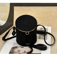 Promotional Alaia La Canette Small Cylindrical Bag in Suede 8851 Black 2026