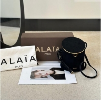Promotional Alaia La Canette Small Cylindrical Bag in Suede 8851 Black 2026
