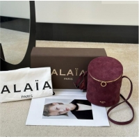 Good Taste Alaia La Canette Small Cylindrical Bag in Suede 8851 Garnet Red 2026