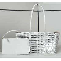 Grade Quality Alaia Mina Large Tote Bag in Vienne Openwork Calfskin Leather 8821L White 2025
