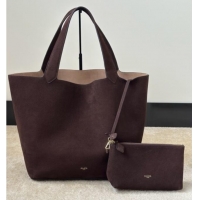 Stylish Discount Alaia Le Cabas Tote Bags in Grained Nubuck Leather 8820 Dark Brown 2026