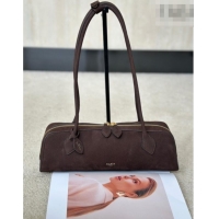 Best Grade Alaia Le Tecket Medium Long Shoulder bag in Grained Nubuck 8815M Dark Brown 2026
