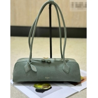Luxury Discount Alaia Le Tecket Medium Long Shoulder bag in Grained Nubuck 8815M Light Green 2026