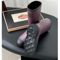 Pretty Style Chanel Rubber Rain Boots Burgundy CH122301 1223001 2026