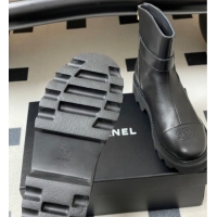 Good Quality Chanel Calfskin Leather Platform Ankle Boots with Logo Strap Black CH122304 1223016 2026