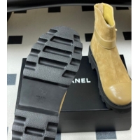 Top Design Chanel Suede Platform Ankle Boots with Logo Strap CH122304 Beige 2026