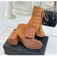 Popular Style Chanel Quilted Suede Lace-Up Shoes Ankle Boots 5cm G46973 Brown 2026