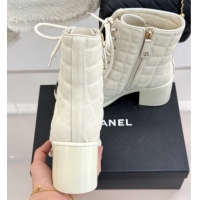 Cheap Price Chanel Quilted Suede Lace-Up Shoes Ankle Boots 5cm G46973 Light Grey 2026