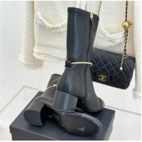 Low Cost Chanel Stretch Leather Heel Short Boots 5cm G46933 Black 2026