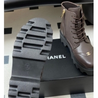 Good Product Chanel Calfskin Leather Laced-up Ankle Boots Brown CH110404 1223031 2026