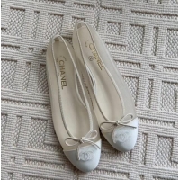 Unique Discount Chanel Ballet Flats in Plastic With Leather CH5798 White