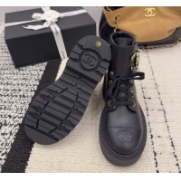 Low Price Chanel Calfskin Leather Laced-up Ankle Boots with Maxi CC CH110408 Black 2026