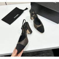 Durable Chanel Tweed & Grosgrain Slingback Pumps 9cm G45509 Gold/Black 2026