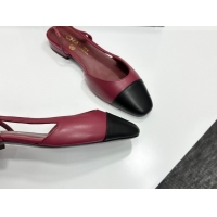 Good Looking Chanel Calfskin Leather Slingbacks Flat G31319 Burgundy/Black 2026
