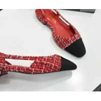 Classic Hot Chanel Tweed & Grosgrain Slingbacks Flat G31319 Red/Black 2026