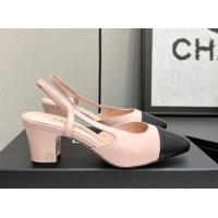 Shop Cheap Chanel Calfskin Leather Slingbacks Pump 6.5cm G31318 Light Pink/Black 2026