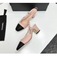Shop Cheap Chanel Calfskin Leather Slingbacks Pump 6.5cm G31318 Light Pink/Black 2026