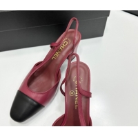 Super Chanel Calfskin Leather Slingbacks Pump 6.5cm G31318 Burgundy/Black 2026