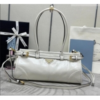 Original Cheap Prada Bonnie medium leather handbag 1BA426 White 2025