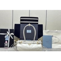 Original Cheap Prada Bonnie medium leather handbag 1BA426 White 2025