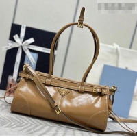 Top Quality Prada Bonnie medium leather handbag 1BA426 Caramel 2025