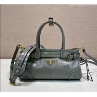Well Crafted Prada Bonnie mini leather handbag 1BA486 Grey 2025