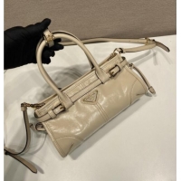 Top Design Prada Bonnie mini leather handbag 1BA486 Beige 2025