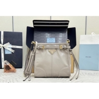 Good Looking Prada Bonnie leather mini shoulder bag 1BH229 Light Grey 2026