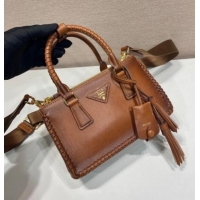 Most Popular Prada Galleria mini leather bag with Stitching Details 1BA906 Brown 2026