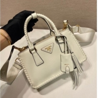 Super Quality Prada Galleria mini leather bag with Stitching Details 1BA906 White 2026