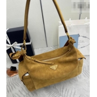 Top Grade Prada Explore large suede shoulder bag 1BC264 Cinnamon Brown 2025
