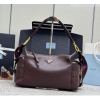 New Fashion Prada Explore large nappa leather shoulder bag 1BC264 Burgundy 2025
