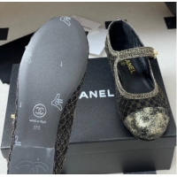 Unique Style Chanel Mesh & Sequins Mary Janes Flat CH122302 Black 2026