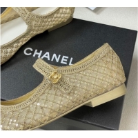 Good Looking Chanel Mesh & Sequins Mary Janes Flat CH122302 Gold 2026