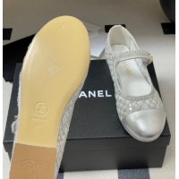 Luxurious Chanel Mesh & Sequins Mary Janes Flat CH122302 Silver 2026