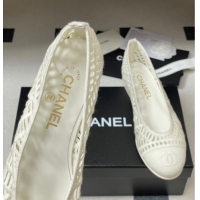 Best Product Chanel Embroidered Cotton Ballet Flats G46984 White 2026
