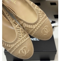 Classic Hot Chanel Embroidered Cotton Ballet Flats G46984 Beige 2026